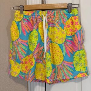 Chubbies Shorts Swim Trunks Yellow Blue Multicolored Pineapple Print Mens Small